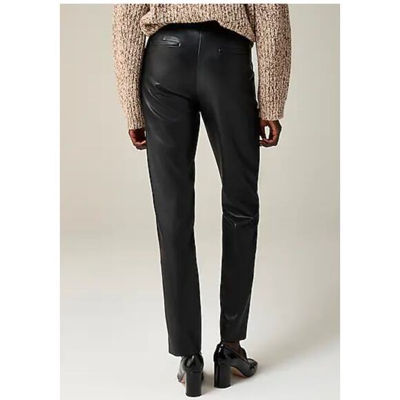 NWT J. Crew Kate straight-leg pant in faux leather Black Size 14 - Picture 3 of 5